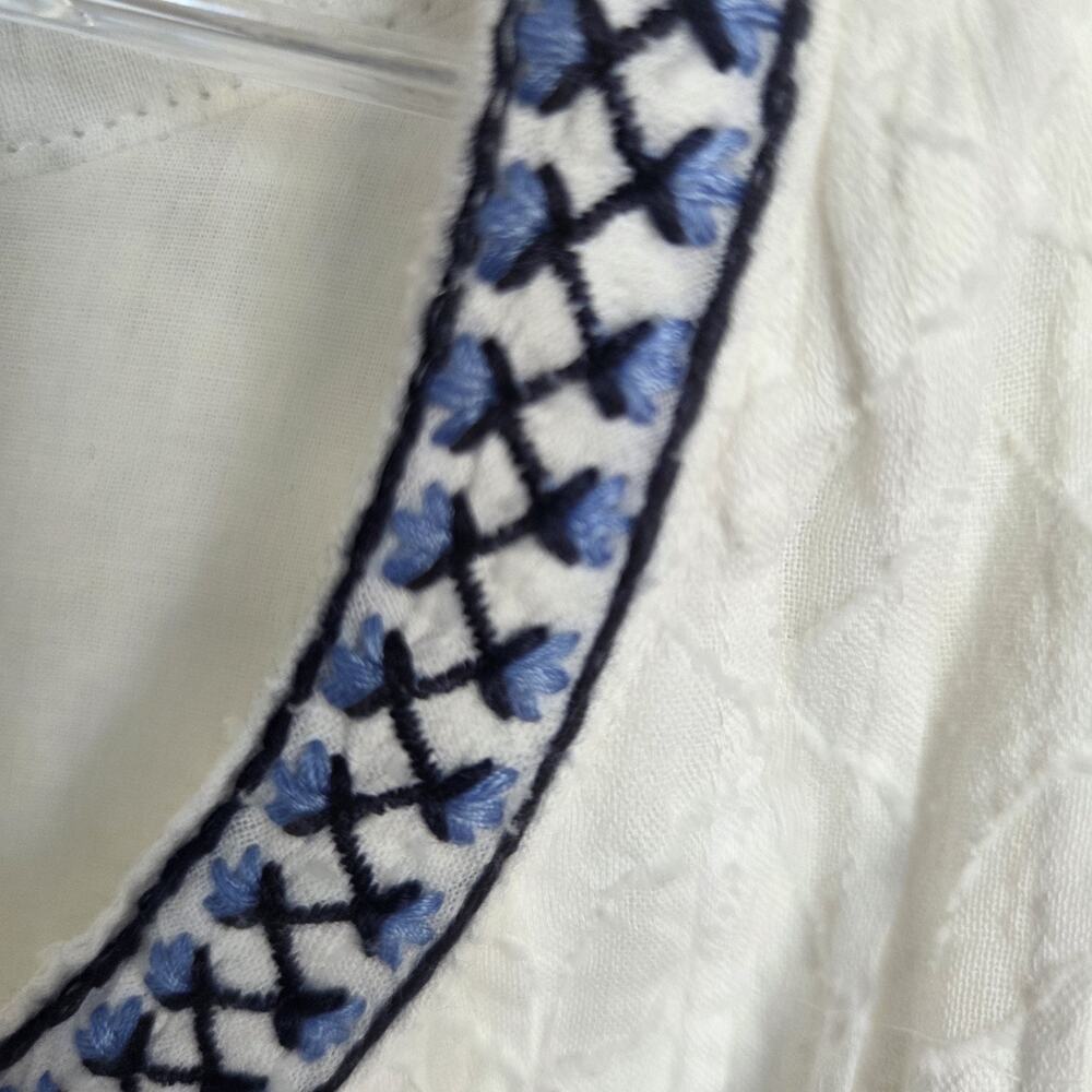 NWT Tommy Bahama XL White Cotton Clip Embroidered Tier Dress Tassel Boho - Picture 4 of 10